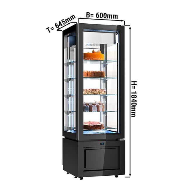 Panorama-Tiefkühlvitrine - 324 Liter - 600mm - 5 Ablagen - Schwarz