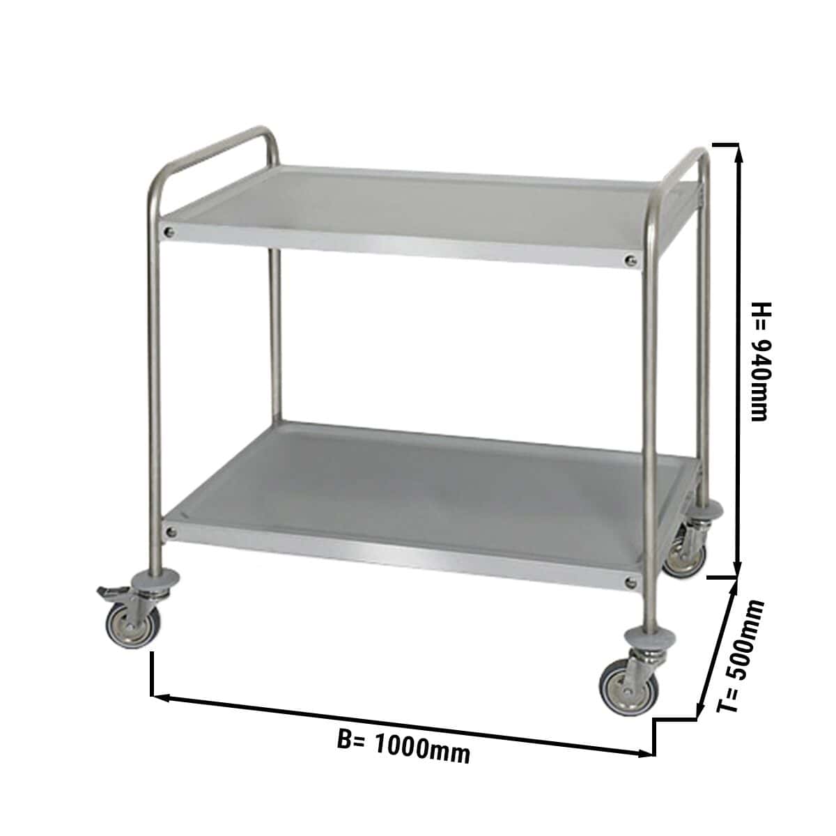 Servierwagen - 1000x500mm - mit 2 Abstellflächen