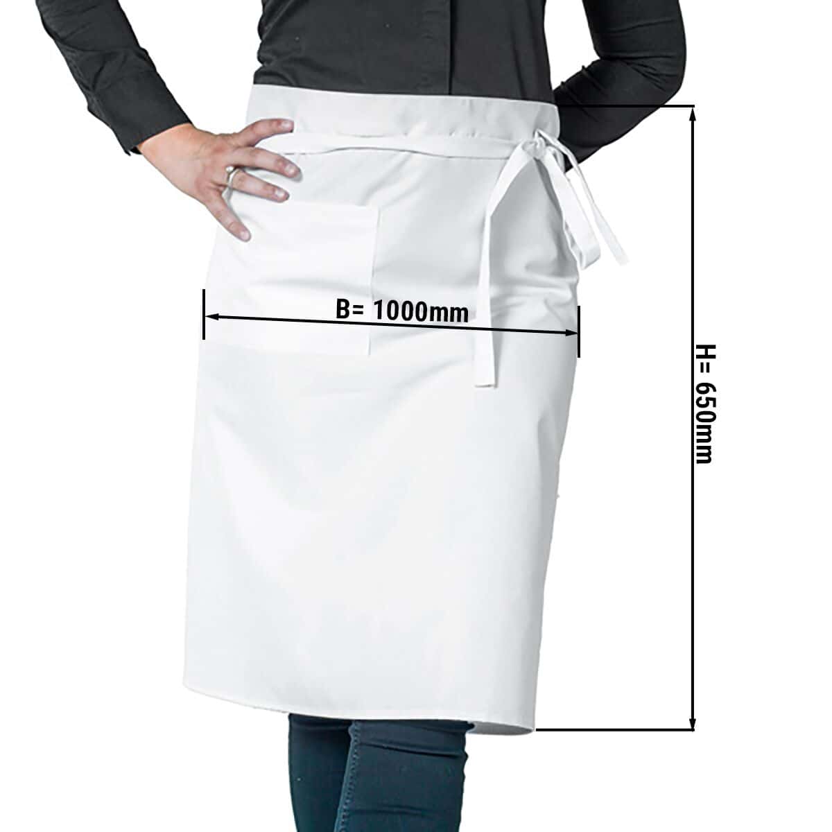 (5 Stück) Bistroschürze - Weiß - Länge: 65 cm