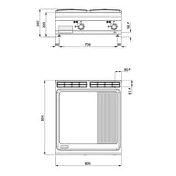 Elektrická grilovací deska - 13,2 kW - hladká & drážkovaná