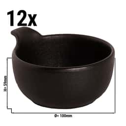 (12 pieces) UNIVERSE - Bowl Maastricht - with handle - 24 cl - Ø 10 cm - Black	