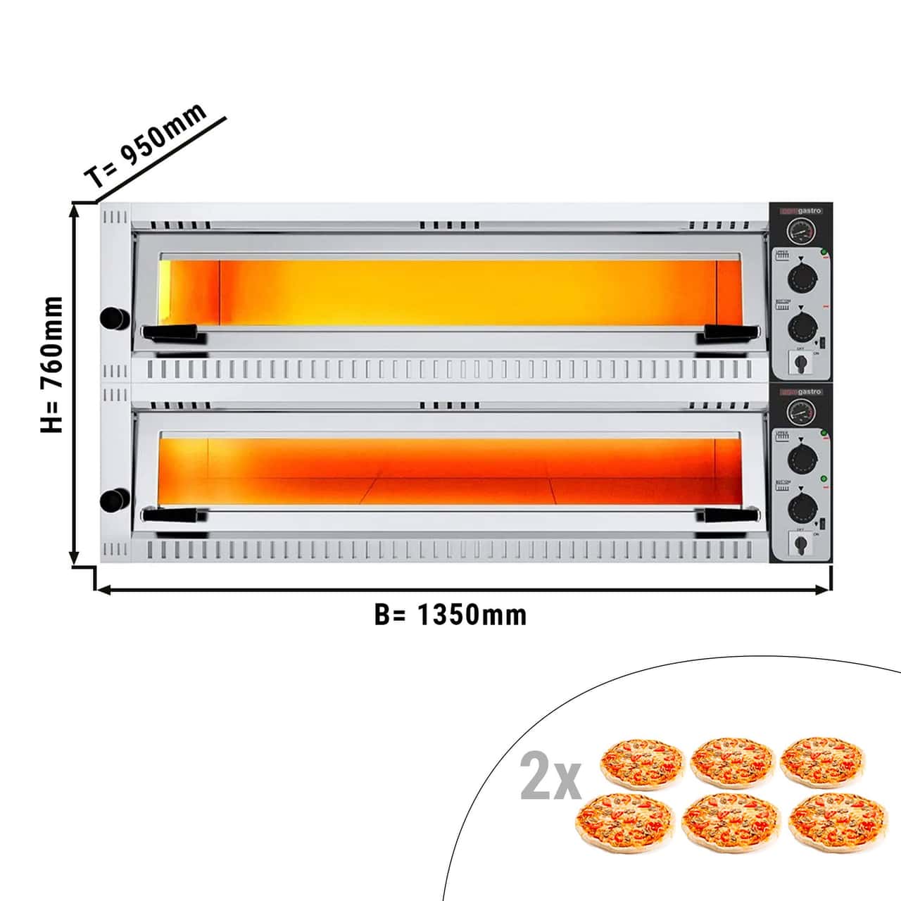 Elektro Pizzaofen - 6+6x 34cm - Manuell