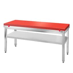 Edelstahl Arbeitstisch PREMIUM - 1800x800mm - mit Grundboden ohne Aufkantung inkl. Schneideplatte