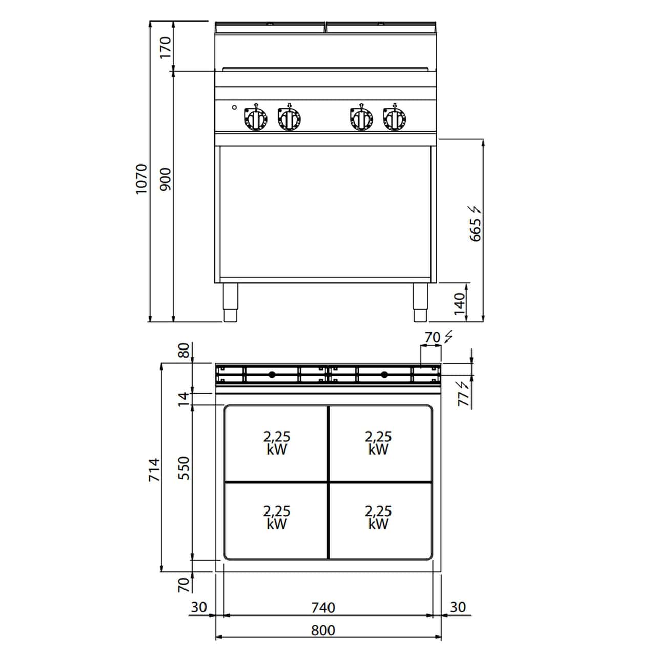 Elektro Glühplattenherd - 9 kW