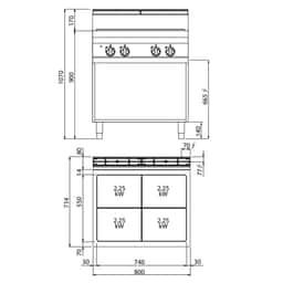 Elektro Glühplattenherd - 9 kW