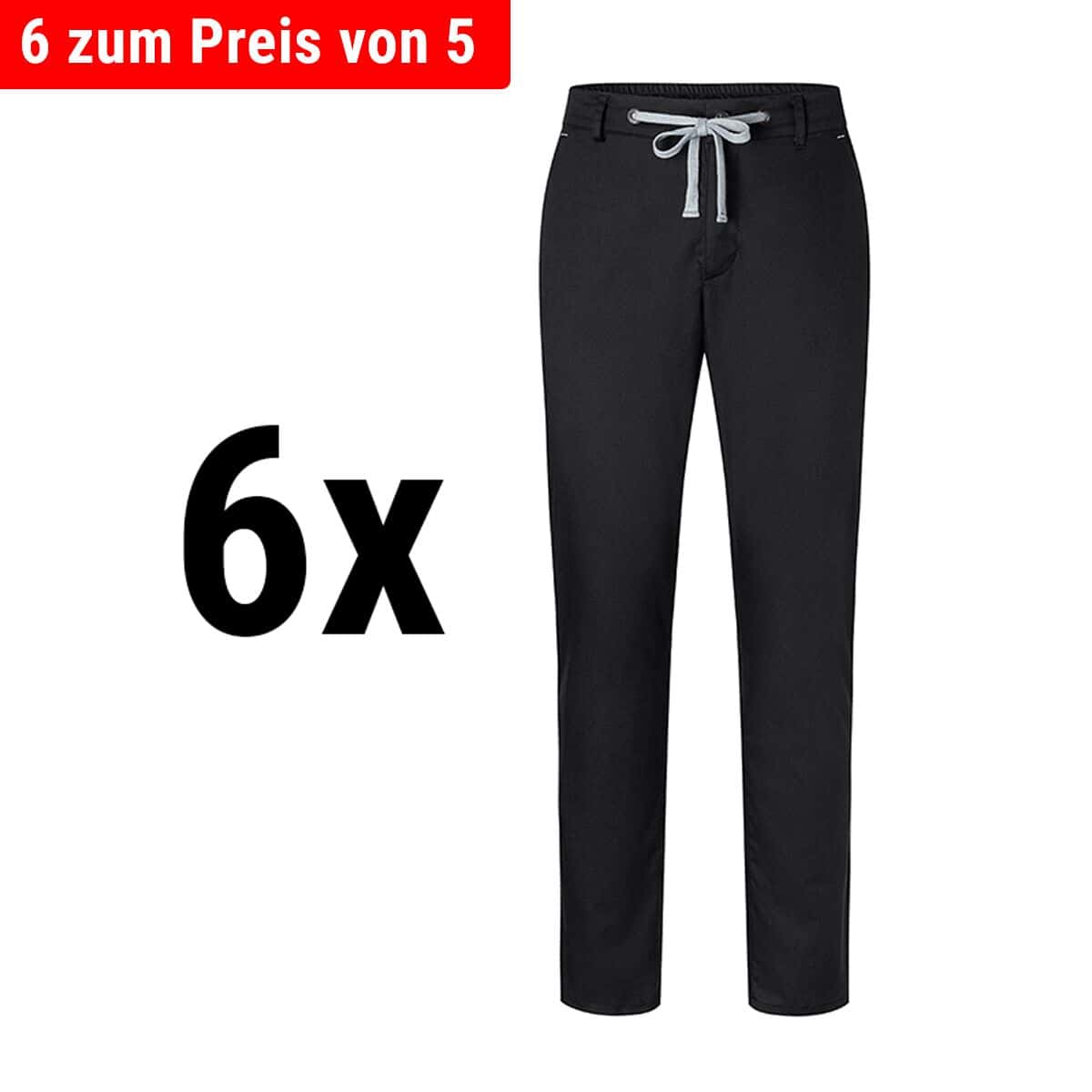 (6 Stück) KARLOWSKY | Herren Chinohose Modern-Stretch - Schwarz - Größe: 54