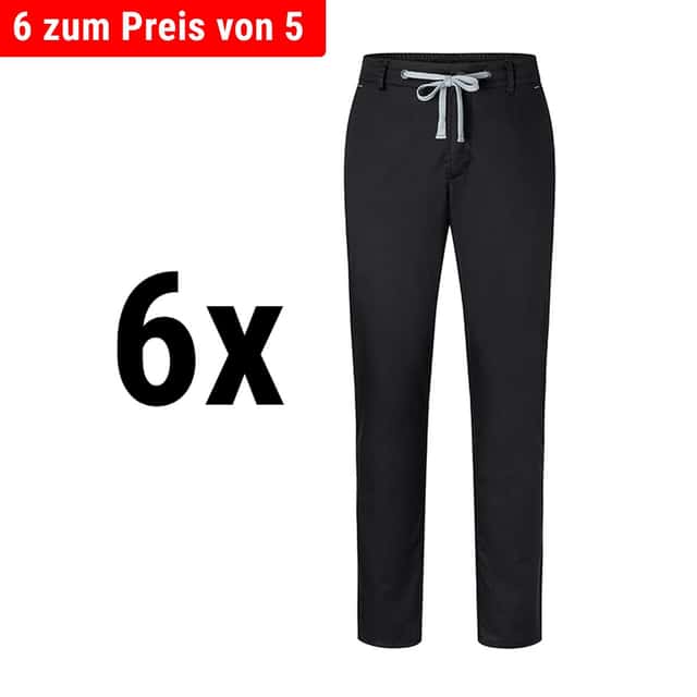 (6 Stück) KARLOWSKY | Herren Chinohose Modern-Stretch - Schwarz - Größe: 46