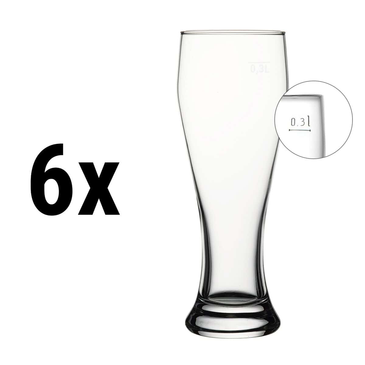 (6 Stück) Weizenbierglas - BEER SPECIALS - 415 ml - geeicht bei 300 ml