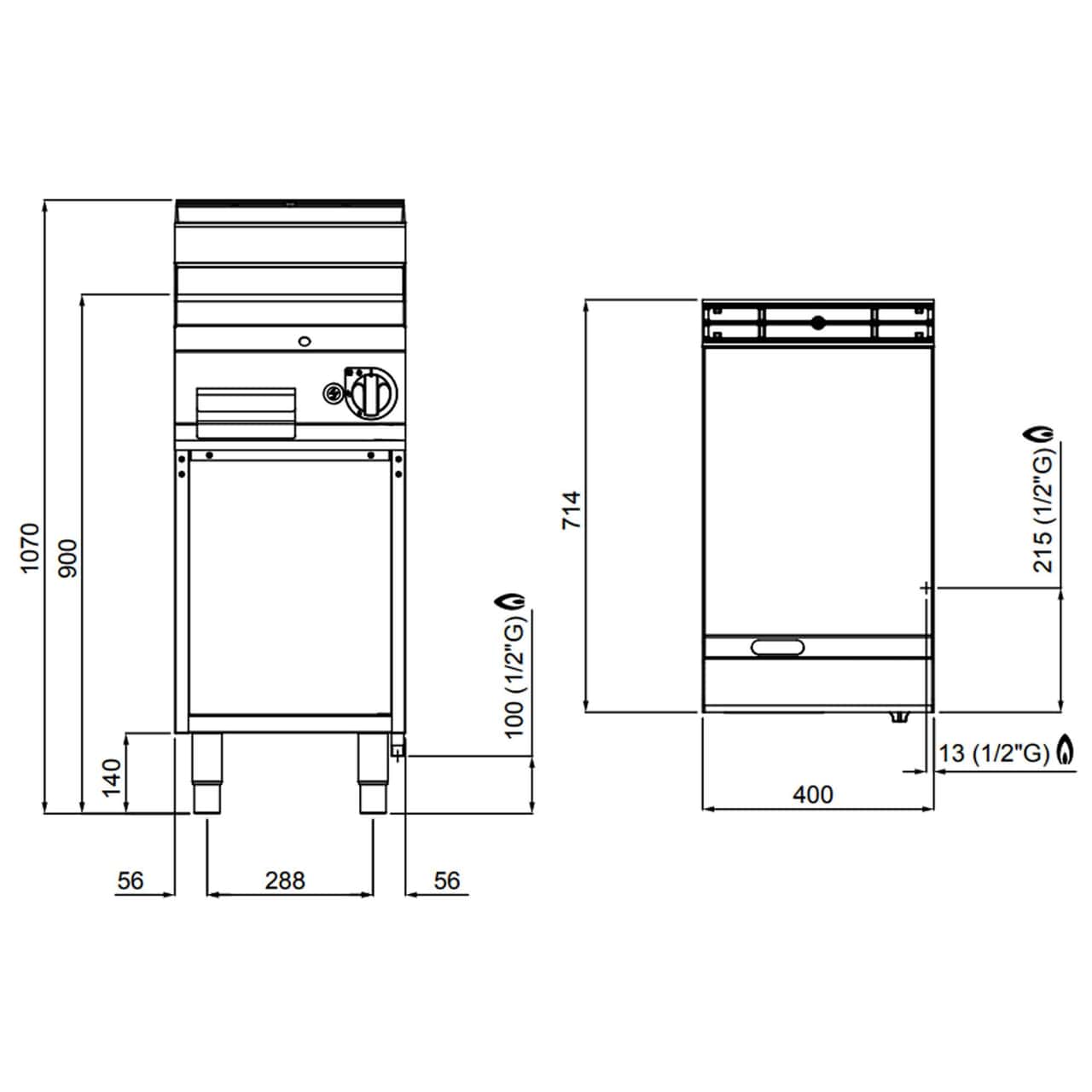 Gas Bratplatte - 6,9 kW - Glatt