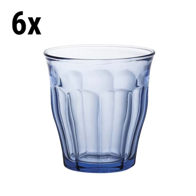 (6 Stück) Duralex Allzweck Trinkglas - PICARDIE - 250 ml - Blau-Transparent