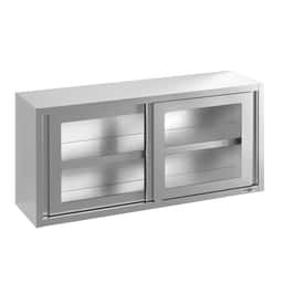 Stainless steel wall cabinet - 1200x400mm - with sliding glass door - 650mm high