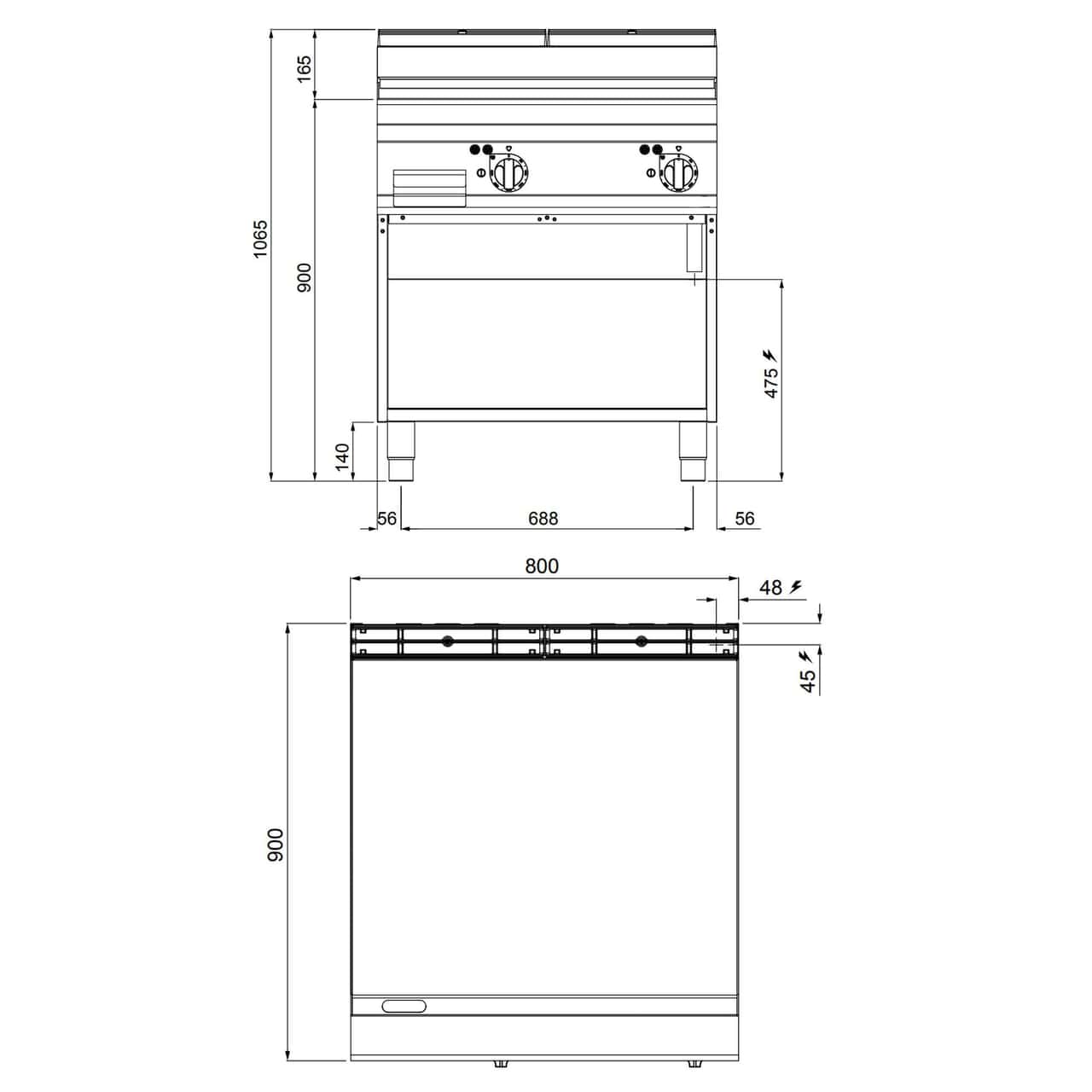 Elektro Bratplatte - 11,4 kW - Glatt - mit glänzendem Finish