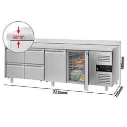 ECO chladicí stůl - 2,2 x 0,7 m - se 2 dveřmi & 4 šuplíky 1/2