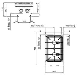 Gasherd - 12 kW - 2 Brenner