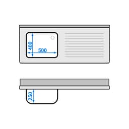 Spülmaschinen-Spülschrank - 1400x600mm - mit 1 Becken links