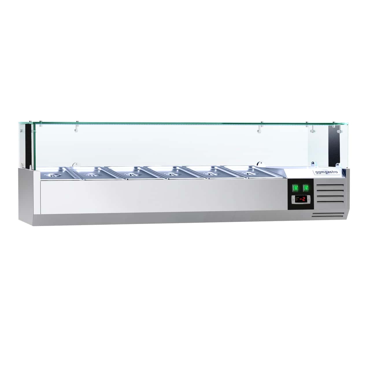 Kühlaufsatzvitrine PREMIUM mit LED-Licht - 1400x335mm - 6x GN 1/4