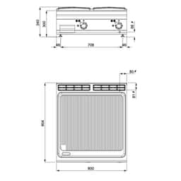 Elektrická grilovací deska - 13,2 kW - drážkovaná