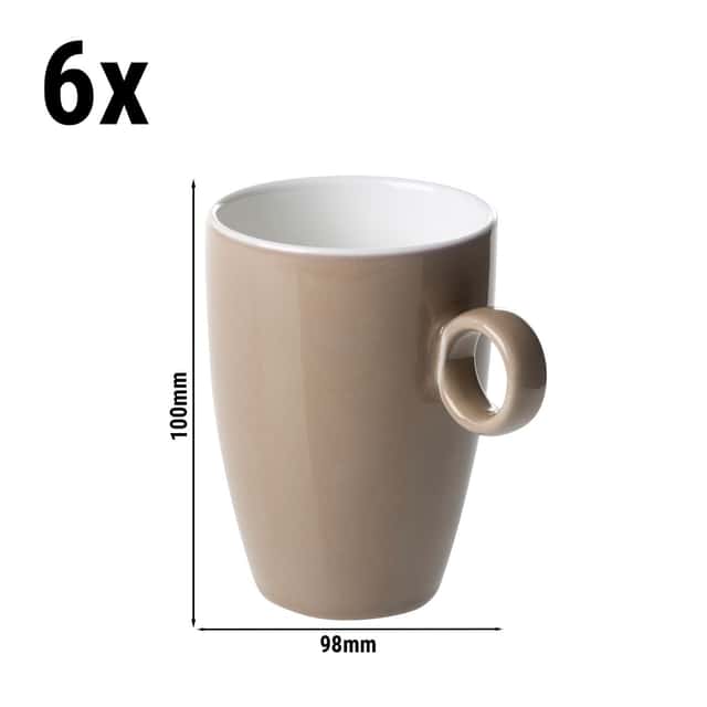 (6 Stück) BART COLOUR CAFE - Kaffeetasse - 230ml - Braun