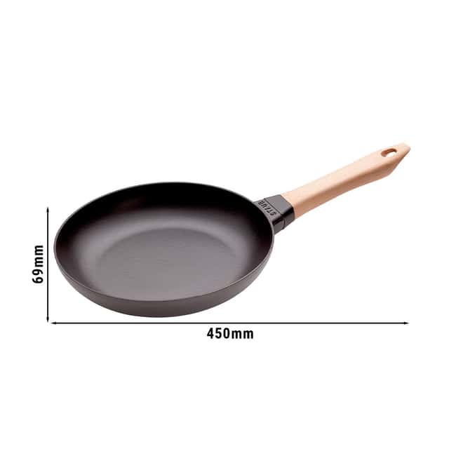 STAUB | PANS - Bratpfanne mit Holzgriff - Ø 240mm - Gusseisen - Schwarz