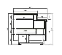 Eck-Kassentisch RIGA - 1360mm - 45° Innen