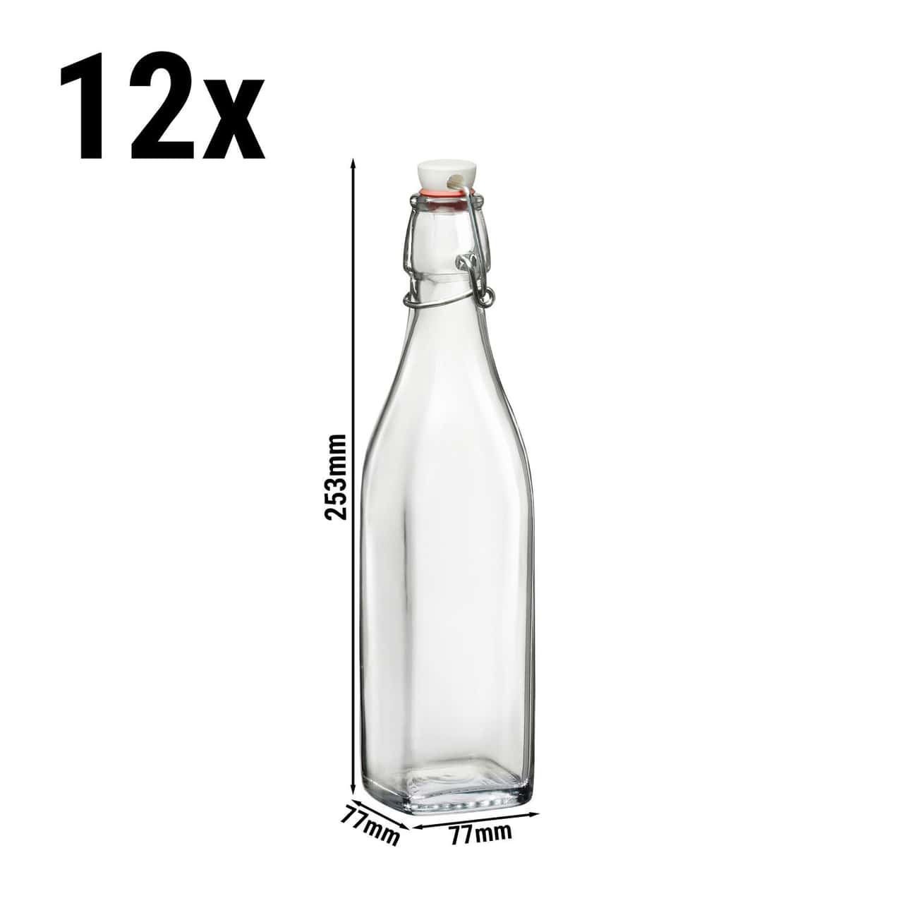 (12 Stück) Glasflasche Bormioli Rocco - DUBLIN - mit Bügelverschluss - 500 ml