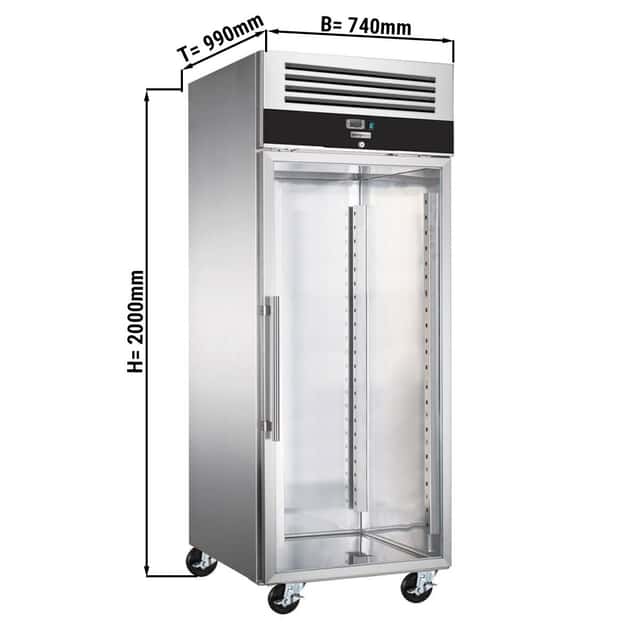 Bäckerei-Tiefkühlschrank Edelstahl PREMIUM - EN 60x80 - 600 Liter - 1 Glastür