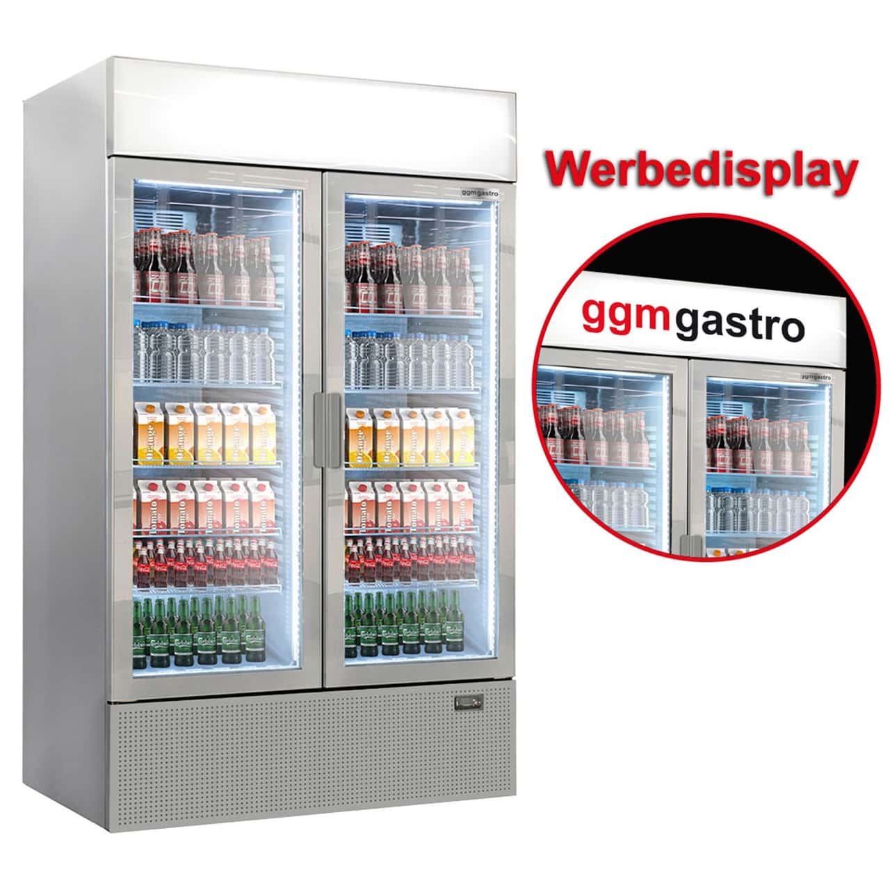 (2 Stück) Getränkekühlschrank - 2400 Liter - rahmenloses Design - 4 Glastüren & Werbedisplay