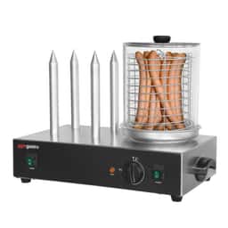 Hot Dog Steamer / Würstchenwärmer - 1,1 kW - mit 4 Heizdornen für Brötchen