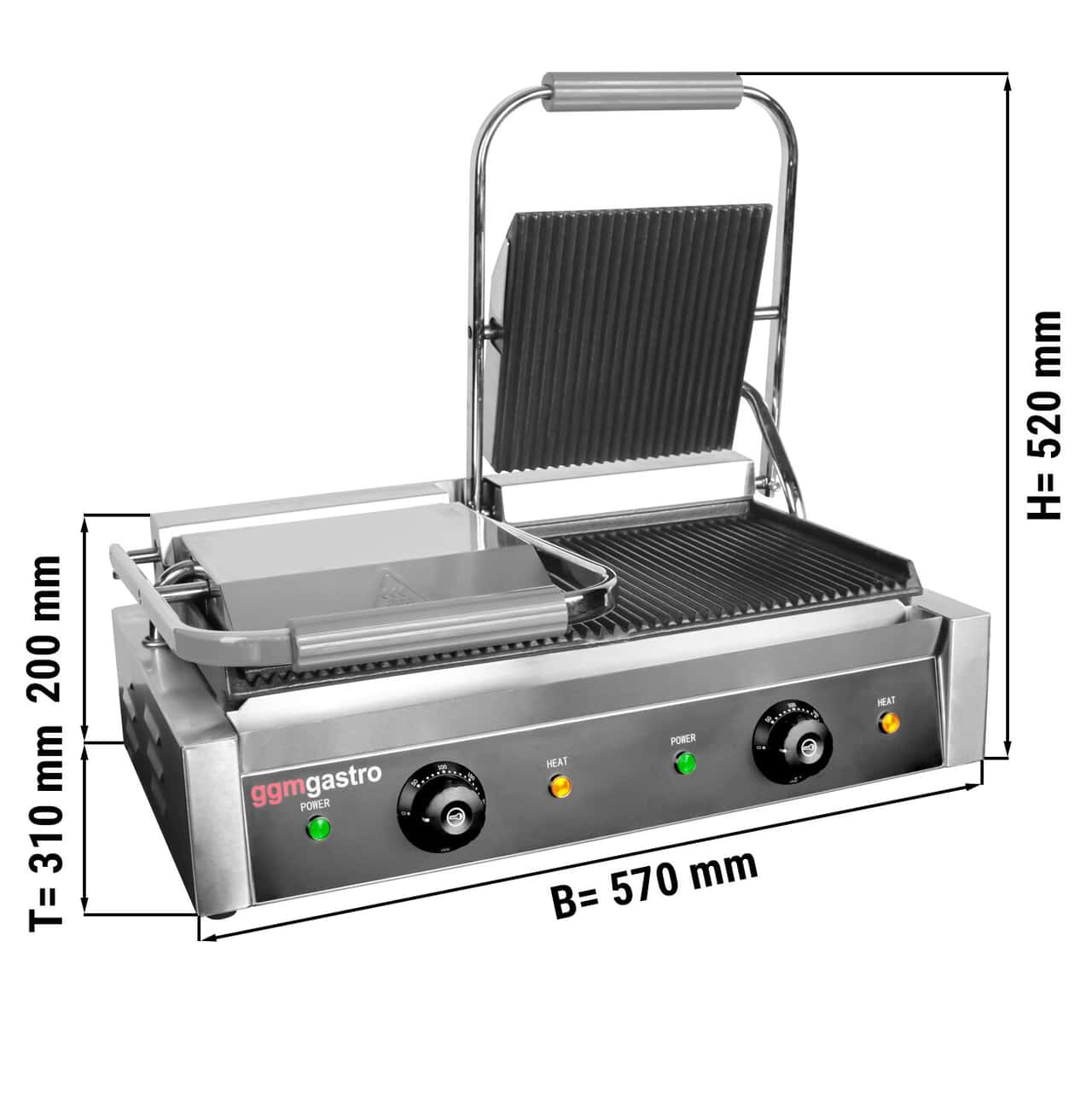 Zubereitungstisch - 1210mm - für 9x GN 1/6 - 2 Türen - inkl. Kontaktgrill