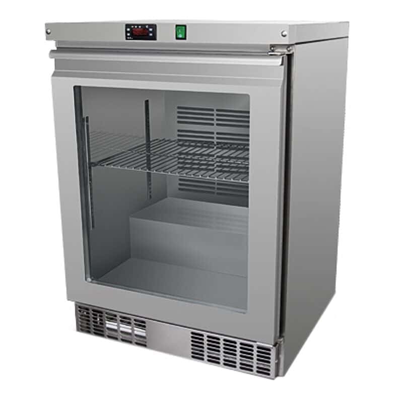 Unterbau-Tiefkühlschrank Edelstahl PREMIUM - 110 Liter - mit 1 Glastür