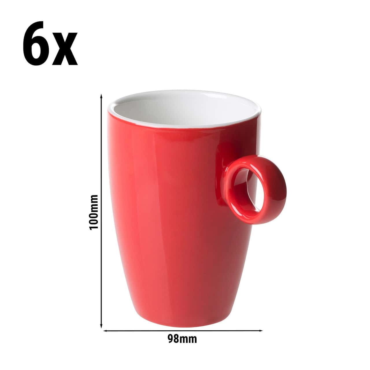 (6 Stück) BART COLOUR CAFE - Kaffeetasse - 230ml - Rot