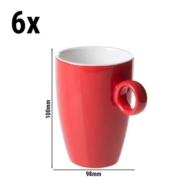 (6 Stück) BART COLOUR CAFE - Kaffeetasse - 230ml - Rot