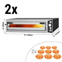 (2 Kusy) Elektrická pec na pizzu 9+9x 34 cm (široká) - ruční ovládání