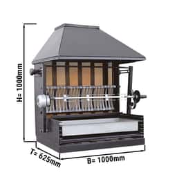 Holzkohle Hähnchengrill - mit 1 Spieß für bis zu 3 Hähnchen