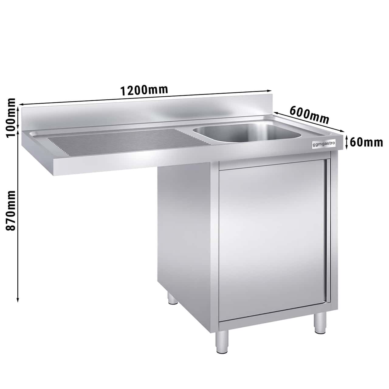 Spülmaschinen-Spülschrank - 1200x600mm - mit 1 Becken rechts