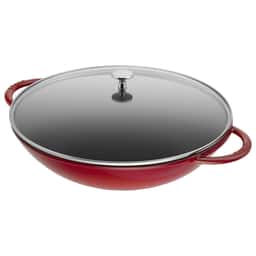 STAUB | SPECIALITIES - Wok mit Glasdeckel - Ø 370mm - Gusseisen - Kirsch-Rot