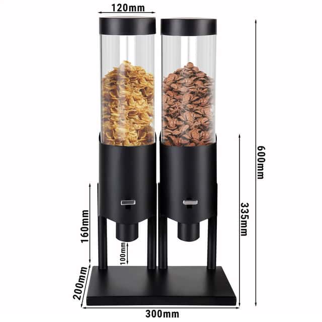 Cornflakesspender - doppelt - Ø 120mm - Schwarz - Hebelausgabe