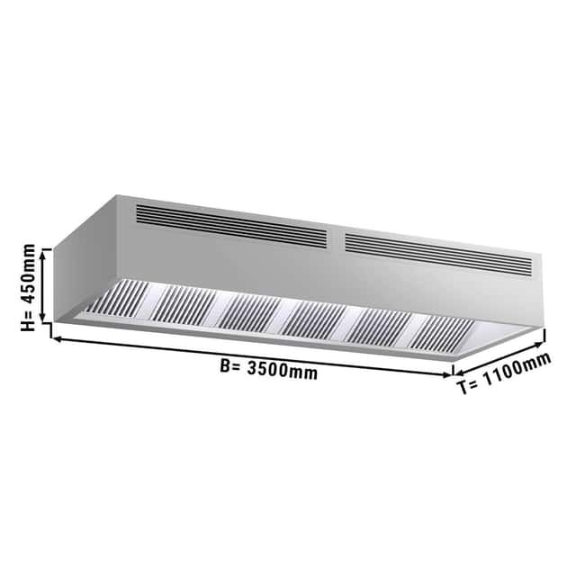 Induktions-Kastenhaube - 3,5m - mit Filter & LED Lampe