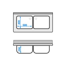 Spülschrank PREMIUM - 1200x600mm - mit 2 Becken mittig