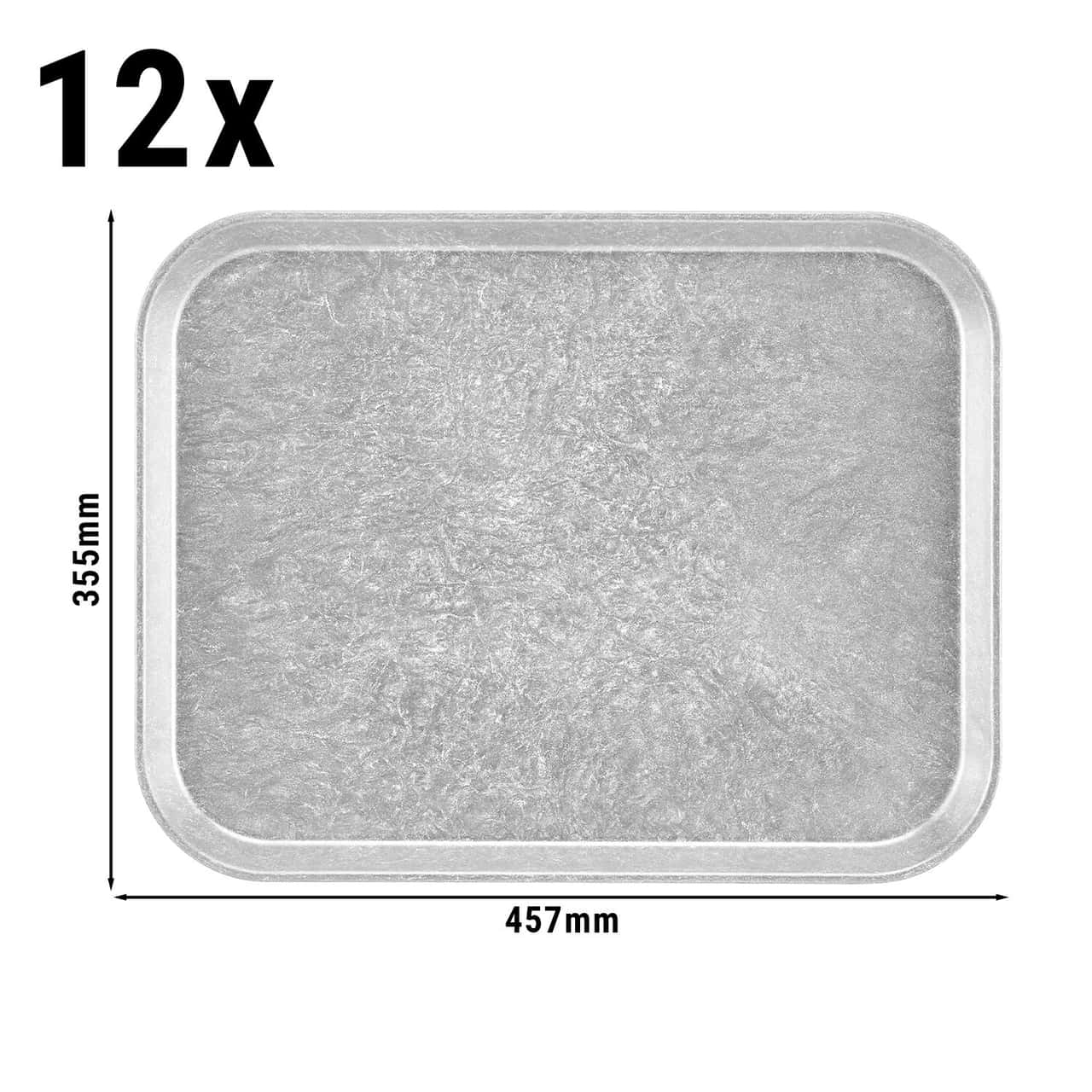 (12 Kusů) CAMBRO | Polyesterový podnos Versa - obdélníkový - 457x355mm - vysoký profil - světle šedý