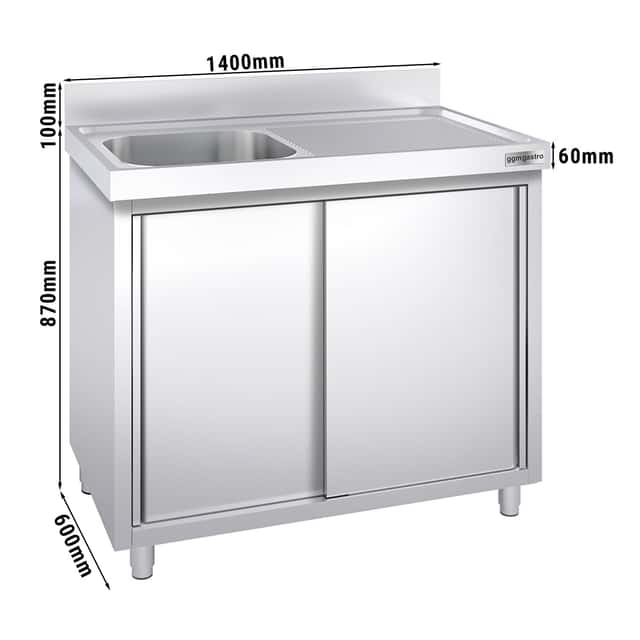 Spülschrank PREMIUM - 1400x600mm - mit 1 Becken links