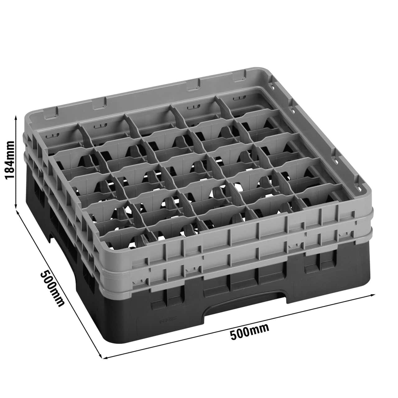 CAMBRO | CAMRACK® - Gläserspülkorb 1/1 - 25 Fächer - mit 2 Extender - 500x500mm - Schwarz