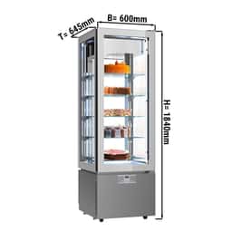 Panorama freezer display cabinet - 324 litres - 600mm - with LED lighting & 5 glass shelves - silver