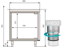 Kühltisch Premium PLUS - 2185x800mm - mit 3 Glastüren