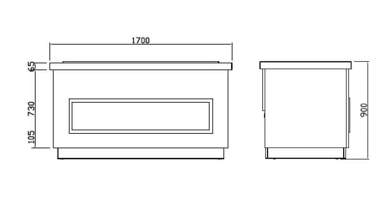 Buffettheke PRAG - 1700mm - mit Bainmarie - für 4x GN 1/1