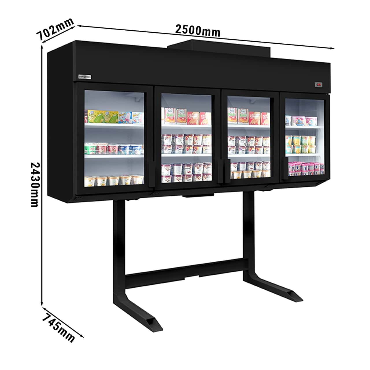 Wall-mounted refrigerated/freezer shelf - 2.5m - -18 ~ -23 °C or -6 ~ 6 °C - 6 shelves