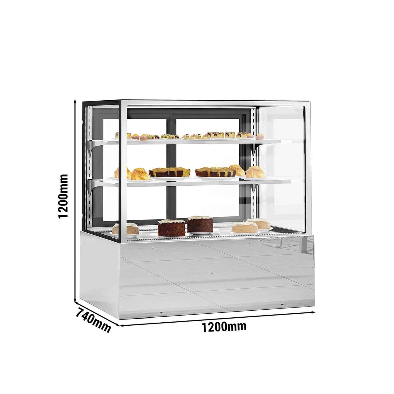 Kuchenvitrine - 1200mm - mit LED-Beleuchtung & 2 Ablagen