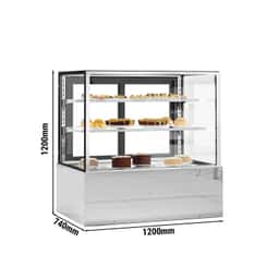 Kuchenvitrine - 1200mm - mit LED-Beleuchtung & 2 Ablagen