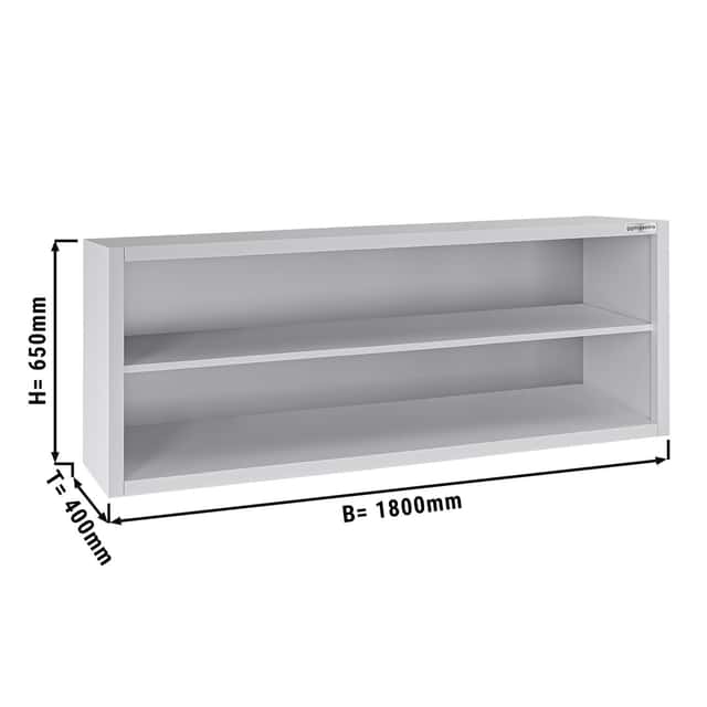 Edelstahl Wandhängeschrank ECO - 1800x400mm - ohne Schiebetür - 650mm hoch