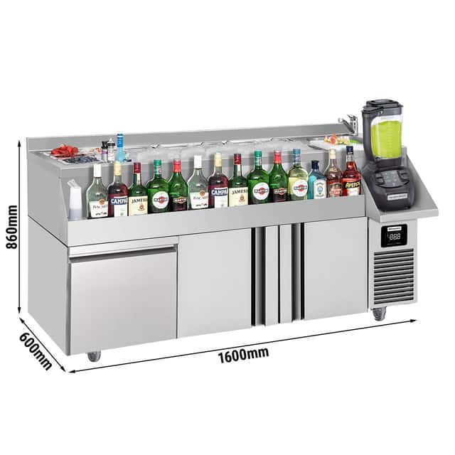 Bar- & Getränkekühltisch - 1600x600mm - 235 Liter - mit 2 Türen, 1 Schublade & Ablagen